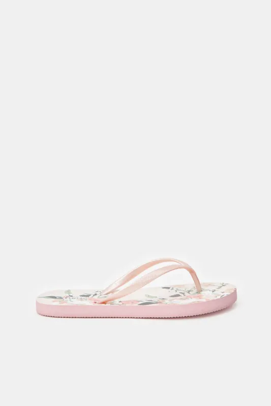 Women Pink Floral Flip Flop sold by Redtag