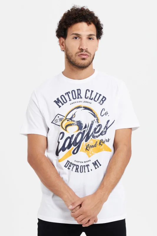 Men White Printed T-Shirt sold by Redtag