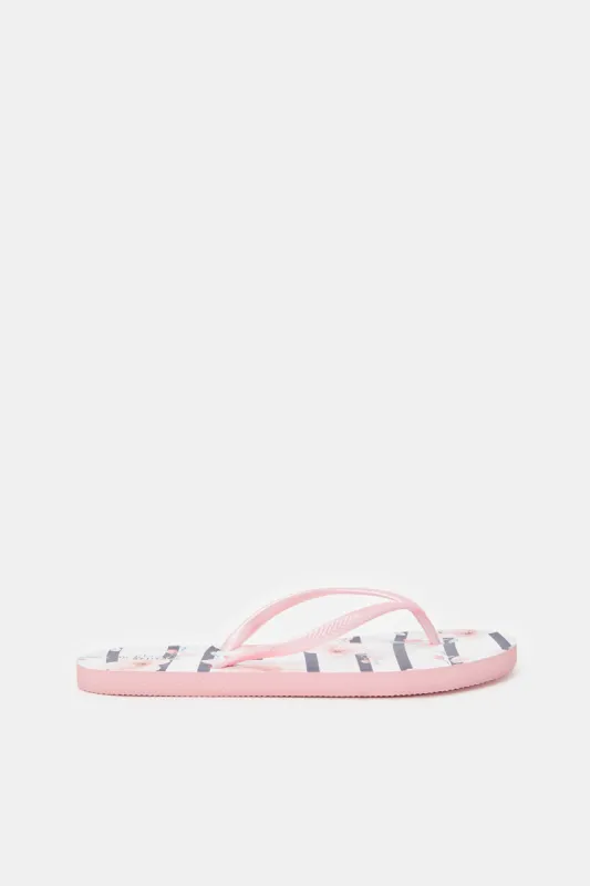 Women Pink Striped Flip Flop sold by Redtag
