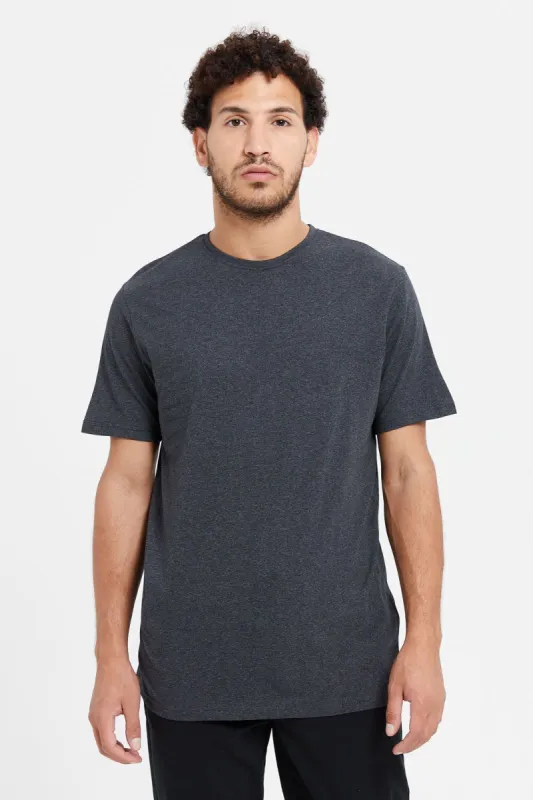 Men Charcoal Plain Short Sleeve T-Shirt sold by Redtag