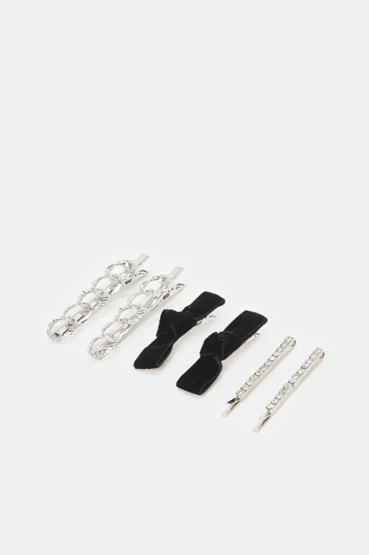 Women Black And White Hair Clip (6 Piece) sold by Redtag