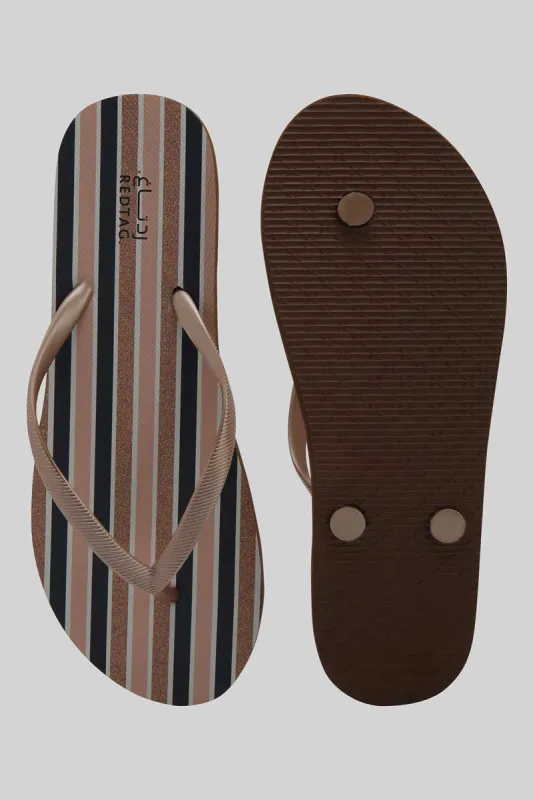 Women Beige Striped Flip Flop sold by Redtag