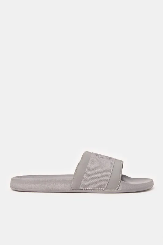 Men Grey Slogan Embossed Slide sold by Redtag
