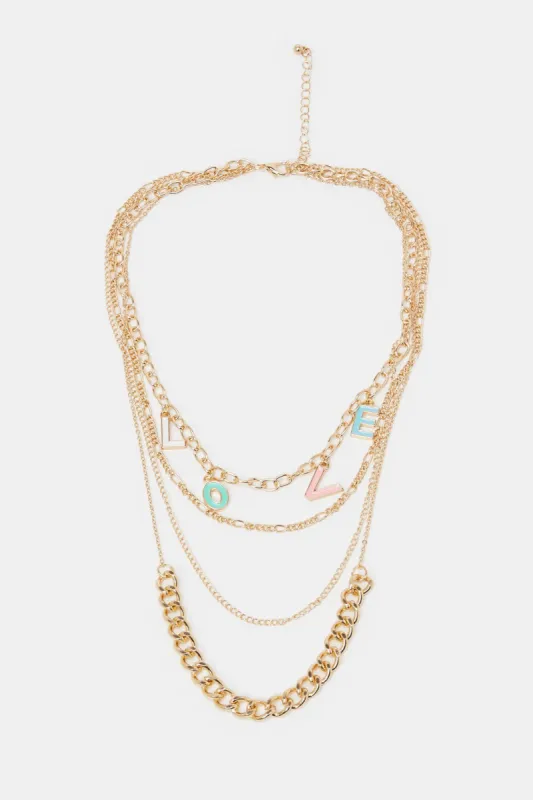 Women Gold Layered Necklace sold by Redtag