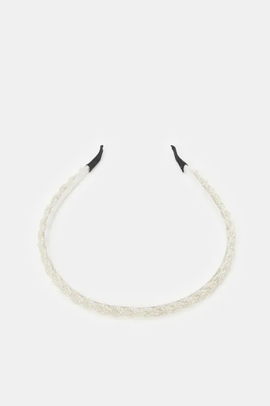 Women White Embellished Headband sold by Redtag