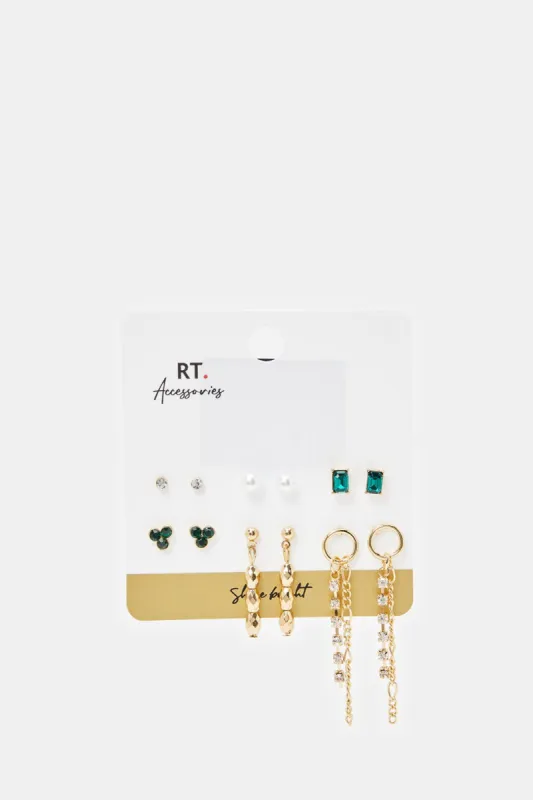 Women Gold Studs Set (6 Pairs) sold by Redtag
