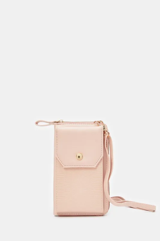 Women Pink Textured Mobile Purse sold by Redtag