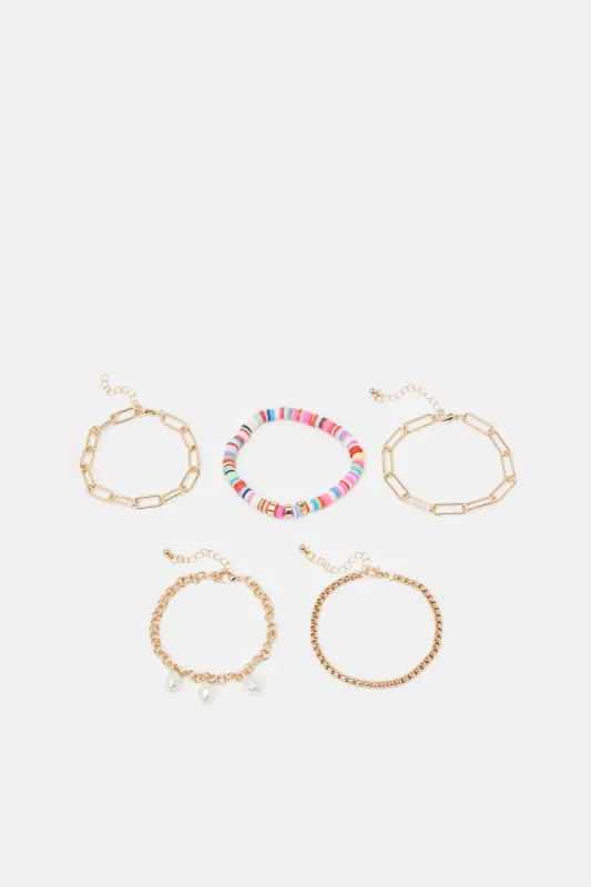 Women Assorted Embellished Bracelet Set (5 Piece) sold by Redtag