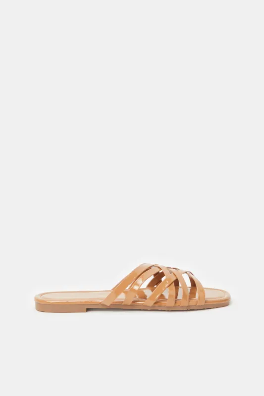 Women Taupe Strappy Mule sold by Redtag