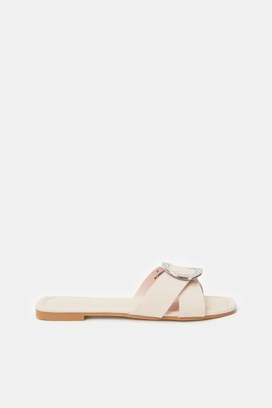 Women Ivory Embellished Mule sold by Redtag