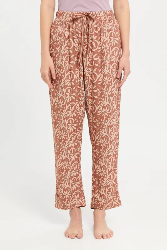 Women Tan Printed Pyjama Bottom sold by Redtag
