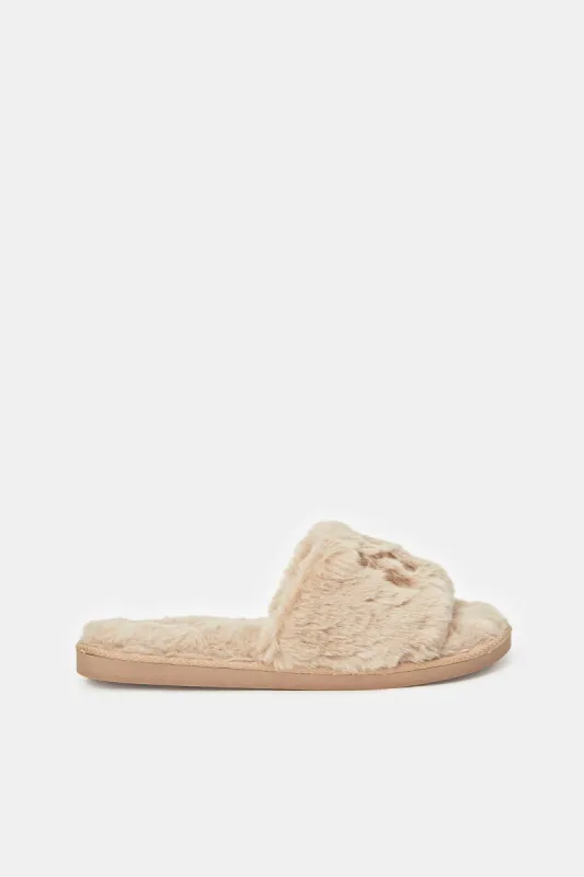 Women Taupe Embroidery Slipper sold by Redtag