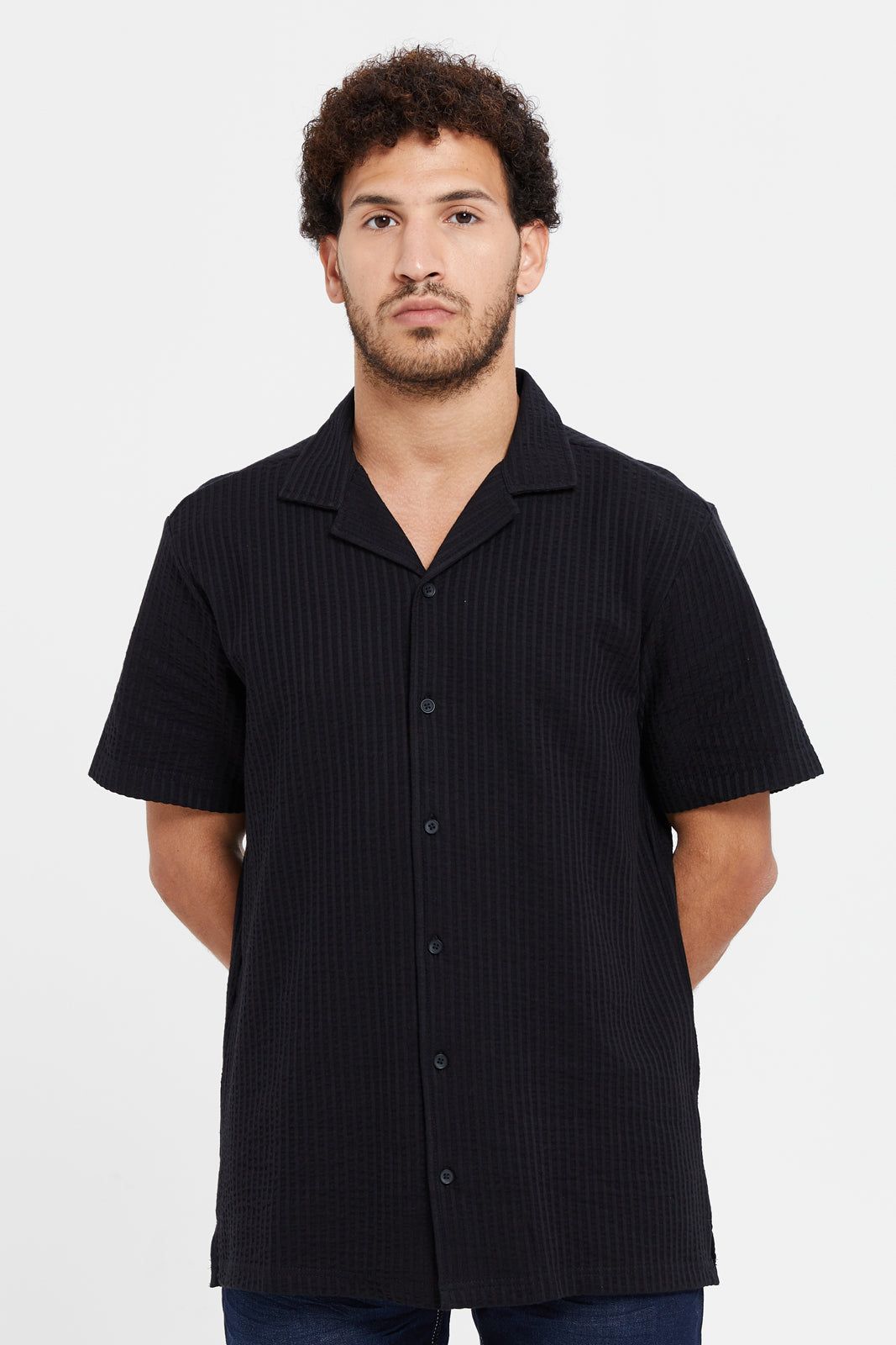 Men Black Plain Shirt sold by Redtag
