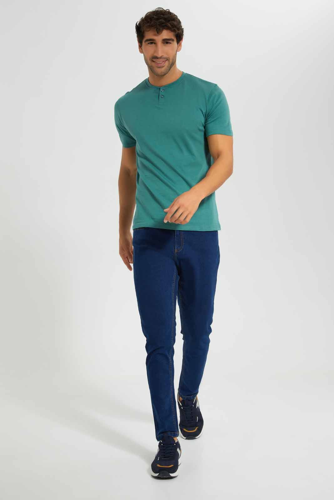 Green Henley T-Shirt sold by Redtag product image thumbnail 2