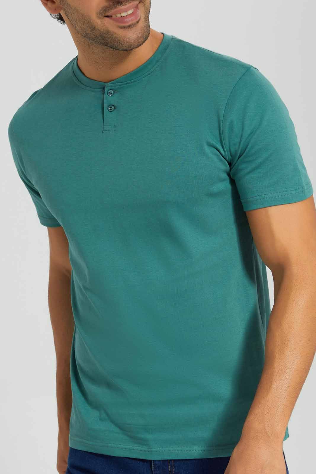 Green Henley T-Shirt sold by Redtag product image thumbnail 3