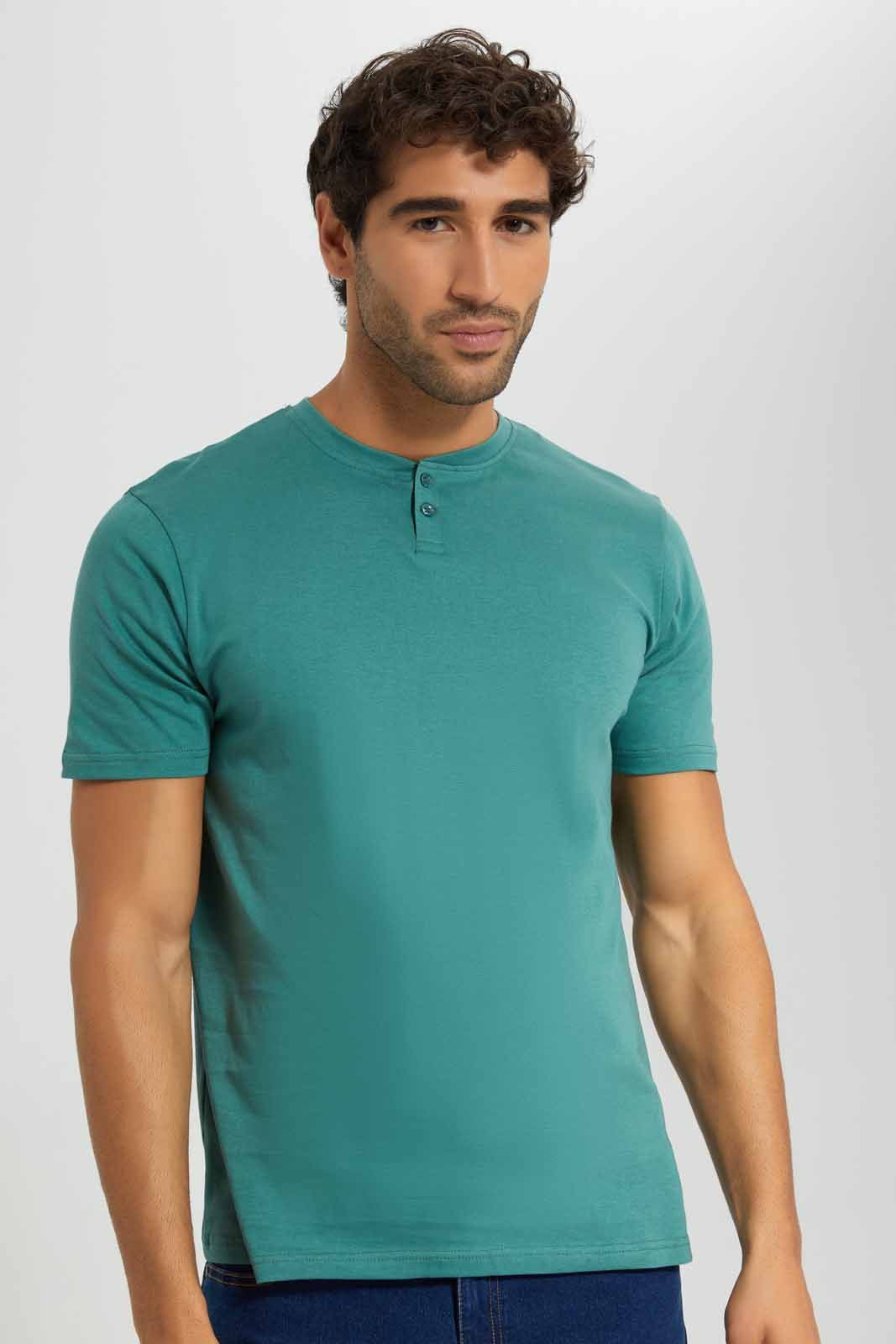 Green Henley T-Shirt sold by Redtag