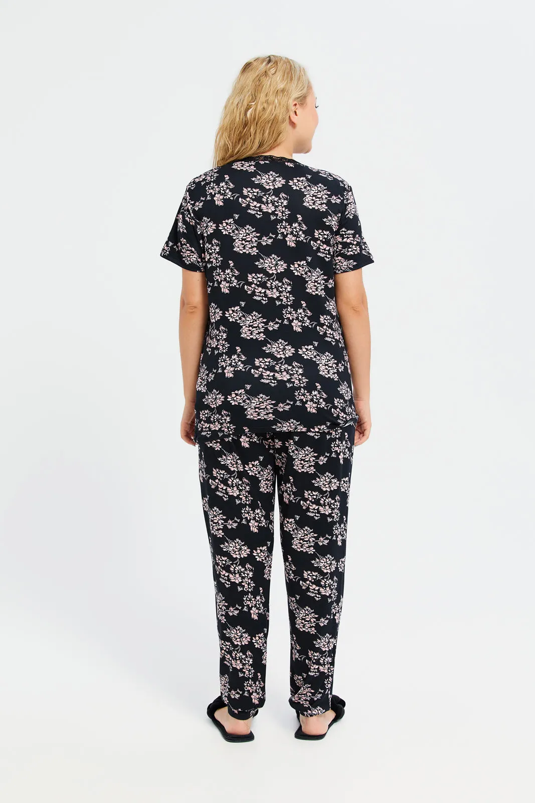 Women Black Printed Pyjama Set (2 Piece) sold by Redtag product image thumbnail 4