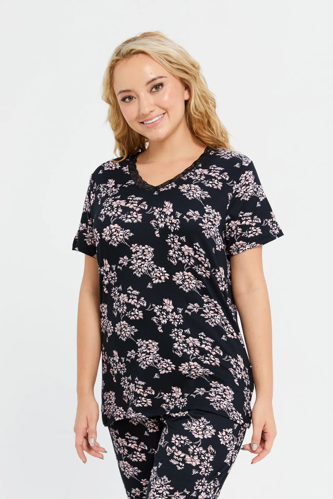 Women Black Printed Pyjama Set (2 Piece) sold by Redtag product image thumbnail 2