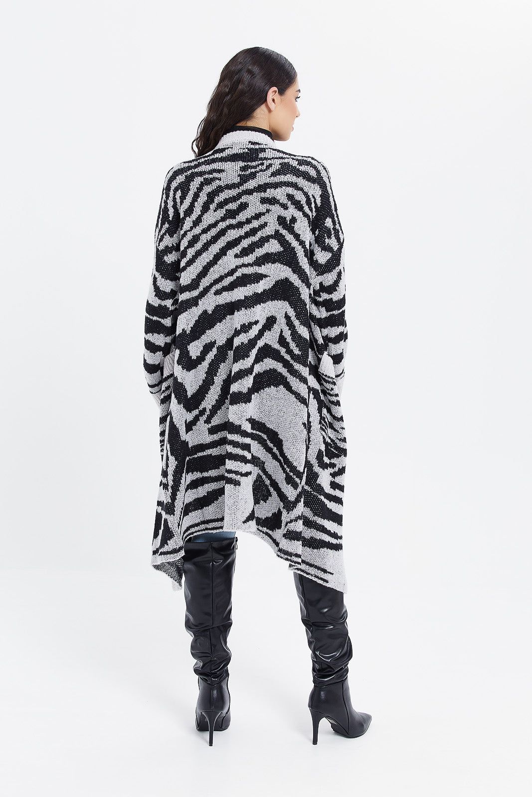 Women Animal White And Black Knitted Longline Cardigan sold by Redtag product image thumbnail 2