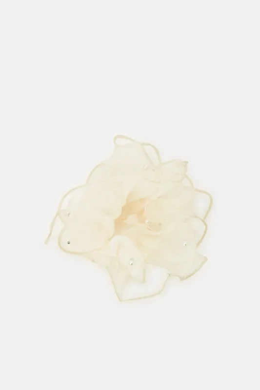 Women Ivory Embellished Scrunchy sold by Redtag