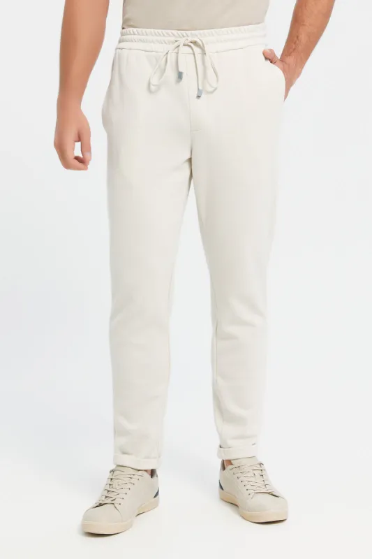 Men Beige Elasticated Waistband Active Trousers sold by Redtag