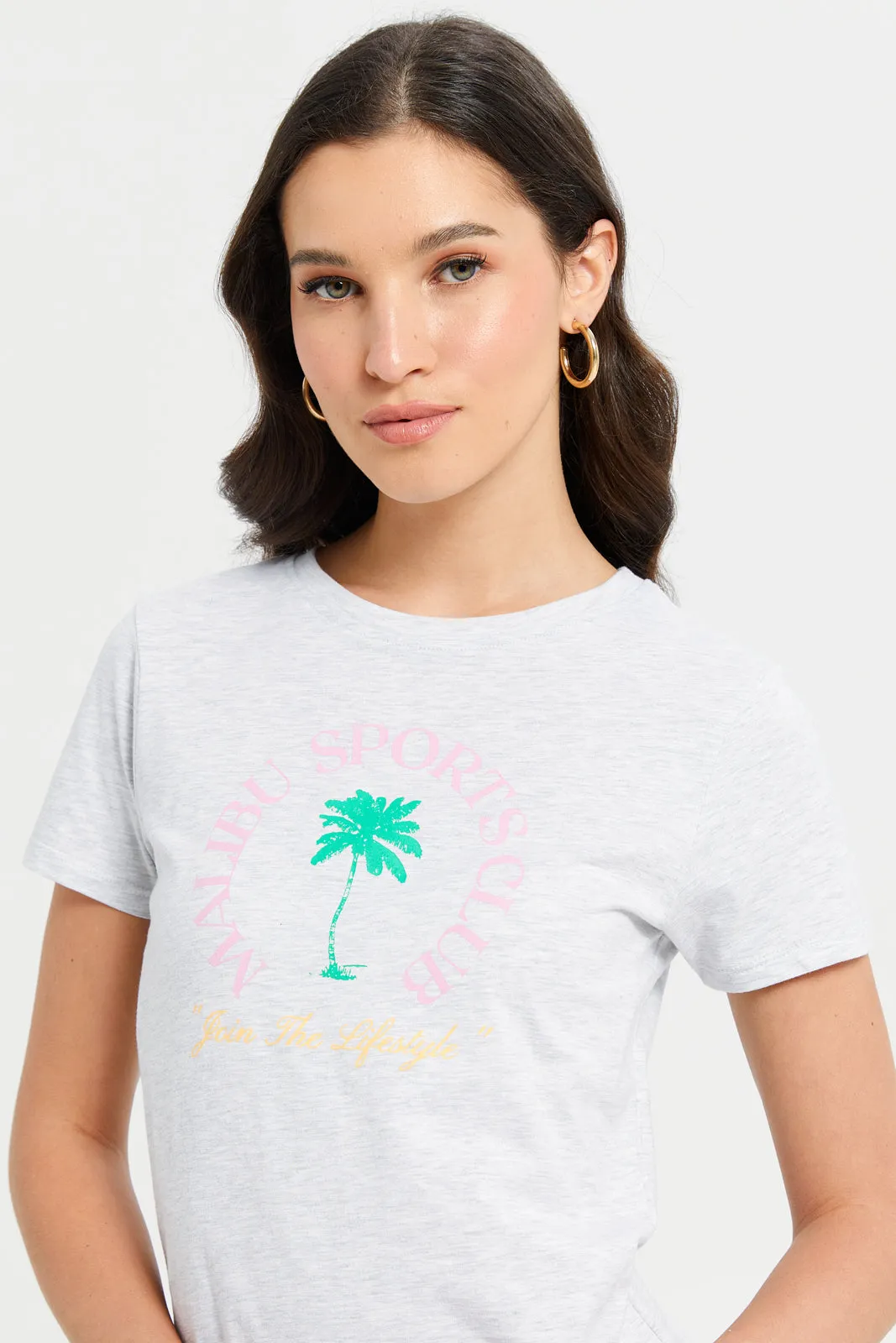 Women Grey Malibu Printed T-Shirt sold by Redtag product image thumbnail 4