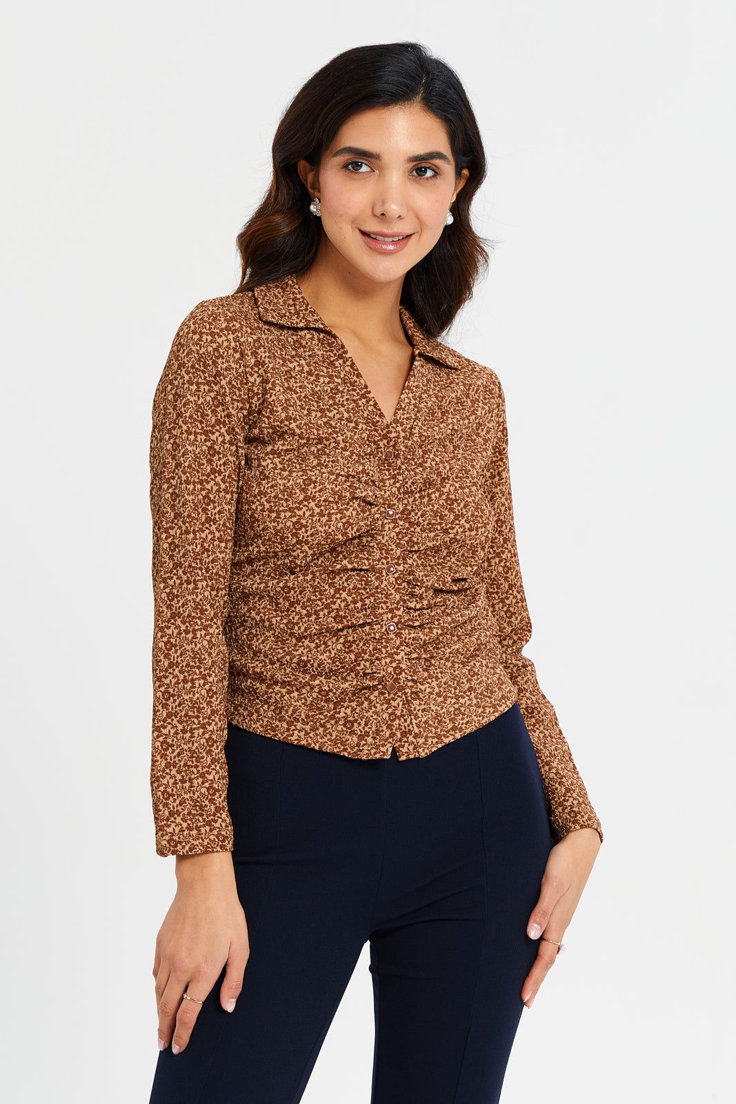 Women Brown Printed Top sold by Redtag