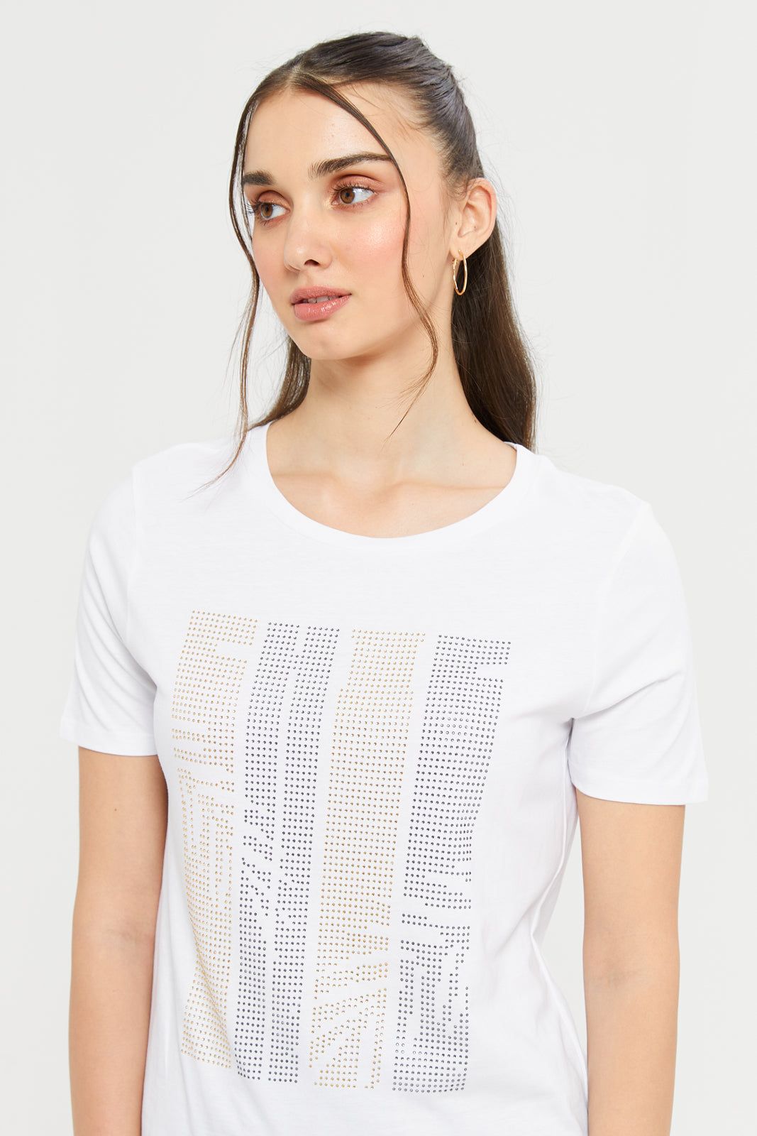 Women White Embellished T-Shirt sold by Redtag product image thumbnail 4