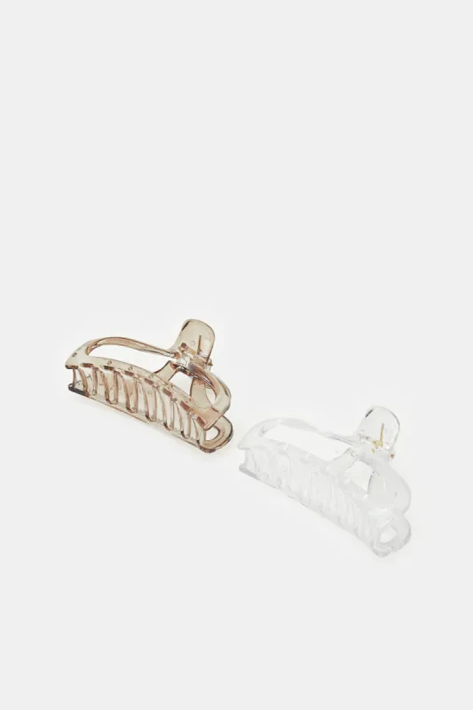 Women Clear And Brown Embellished Hair Claw (2 Piece) sold by Redtag