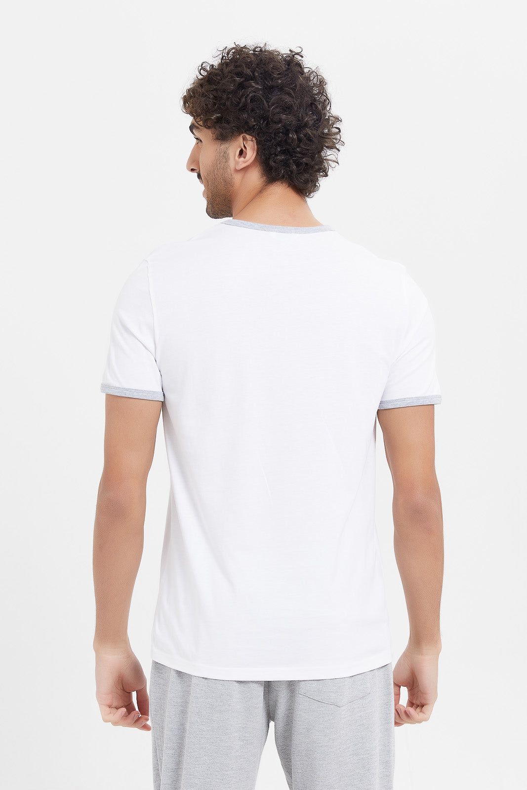 Men White Ringer T-Shirt sold by Redtag product image thumbnail 3