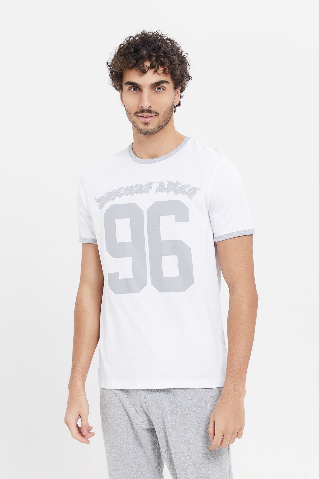 Men White Ringer T-Shirt sold by Redtag