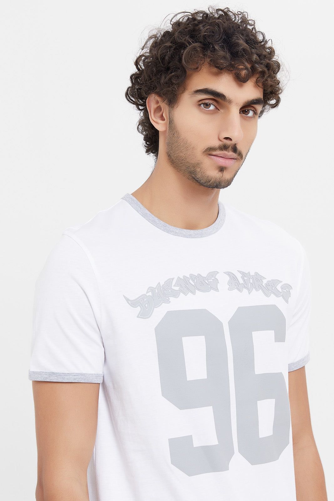 Men White Ringer T-Shirt sold by Redtag product image thumbnail 4