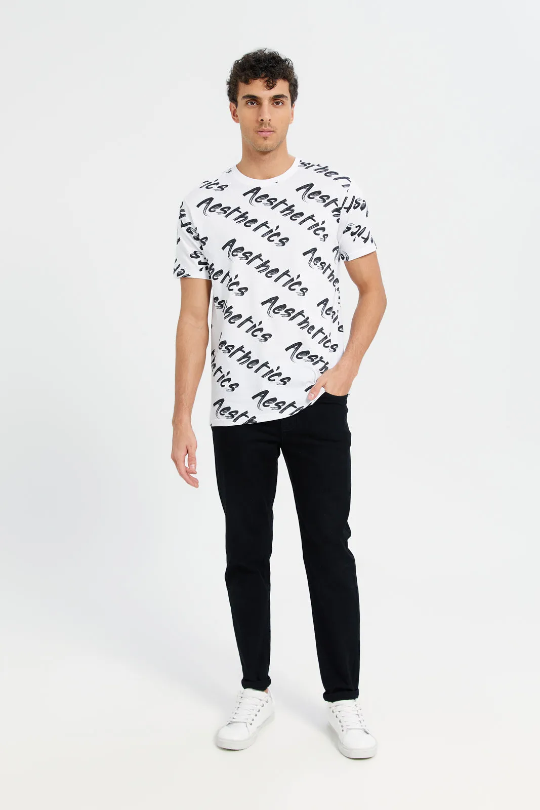 Men White Graphic T-Shirt sold by Redtag product image thumbnail 2