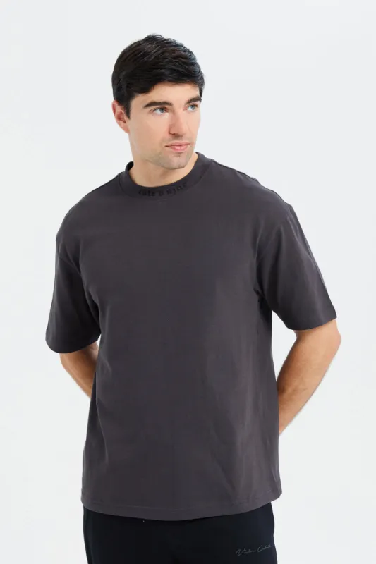 Men Charcoal Back Printed T-Shirt sold by Redtag