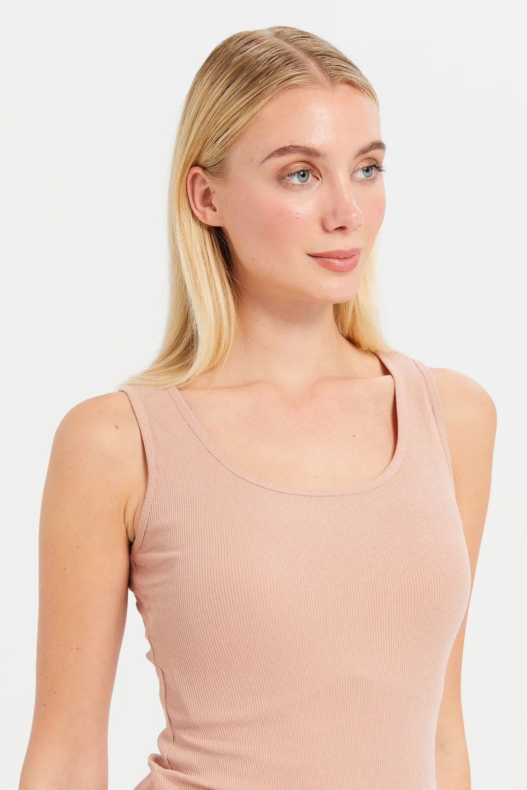 Women Beige Ribbed Vest sold by Redtag product image thumbnail 4