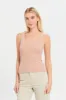 Women Beige Ribbed Vest sold by Redtag
