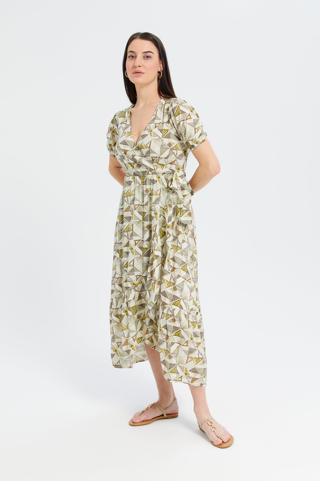 Women Beige Printed Dress sold by Redtag