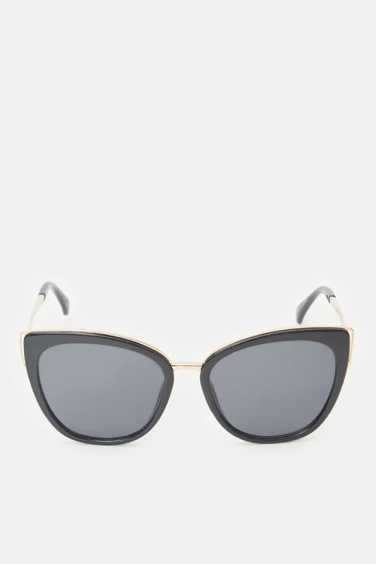 Women Black And Gold Cat Eye Sunglasses sold by Redtag