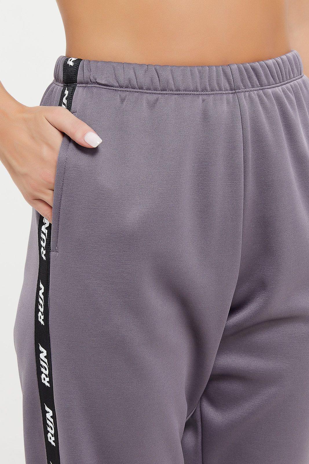 Women Grey Active Pant With Side Tape sold by Redtag product image thumbnail 4