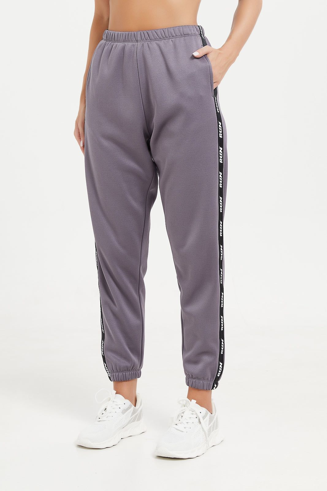 Women Grey Active Pant With Side Tape sold by Redtag