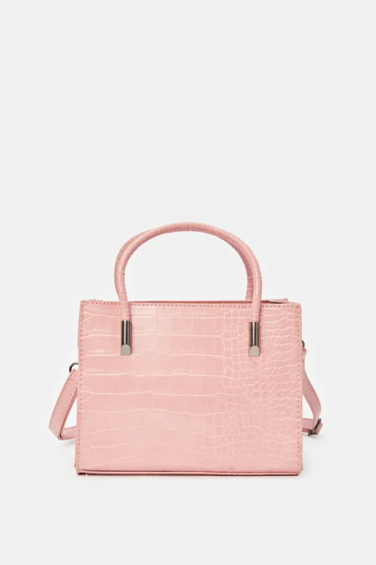 Women Pink Textured Messenger Bag sold by Redtag