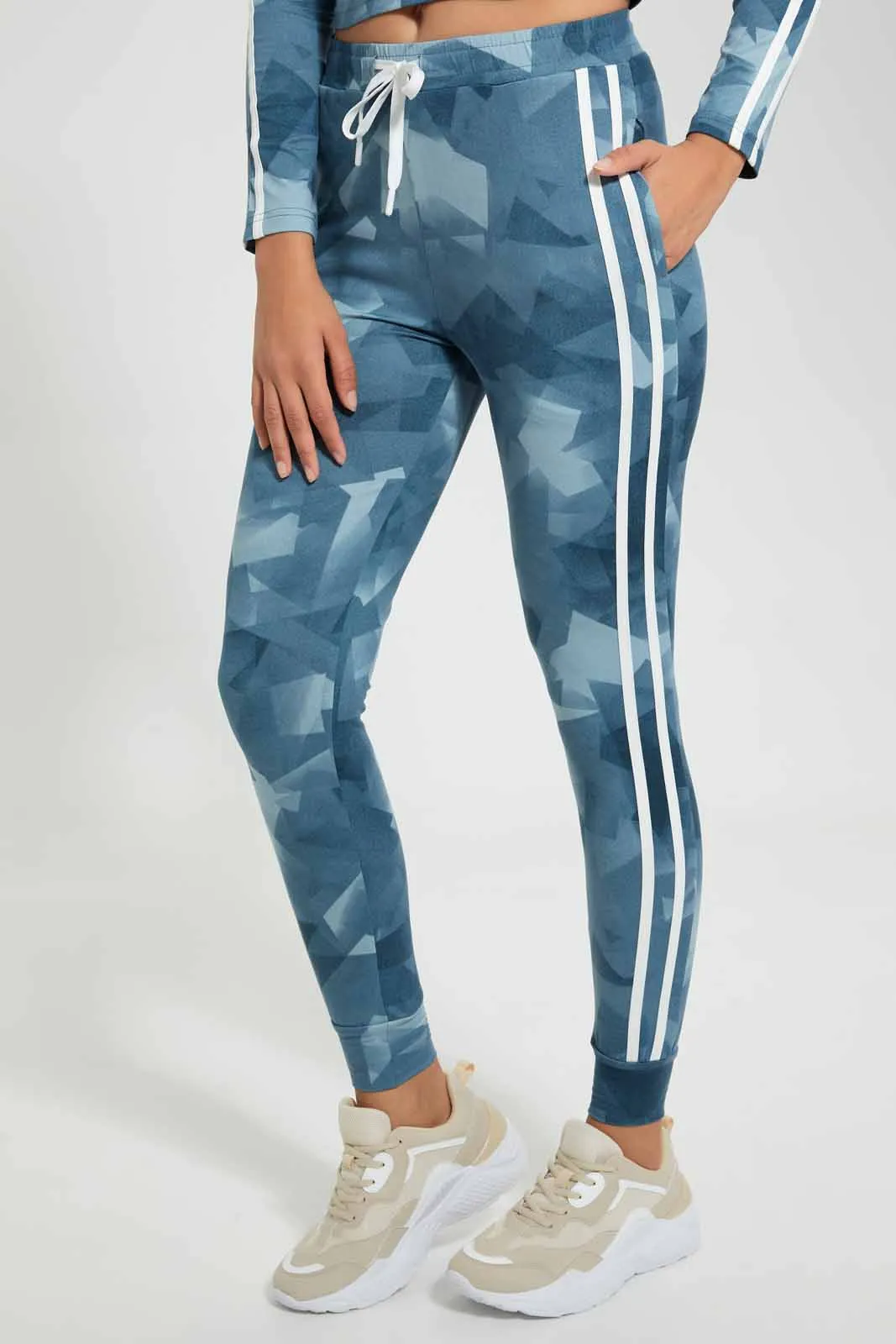 Blue Camo Print Active Pant sold by Redtag