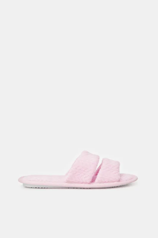 Women Pink Textured Strappy Slipper sold by Redtag