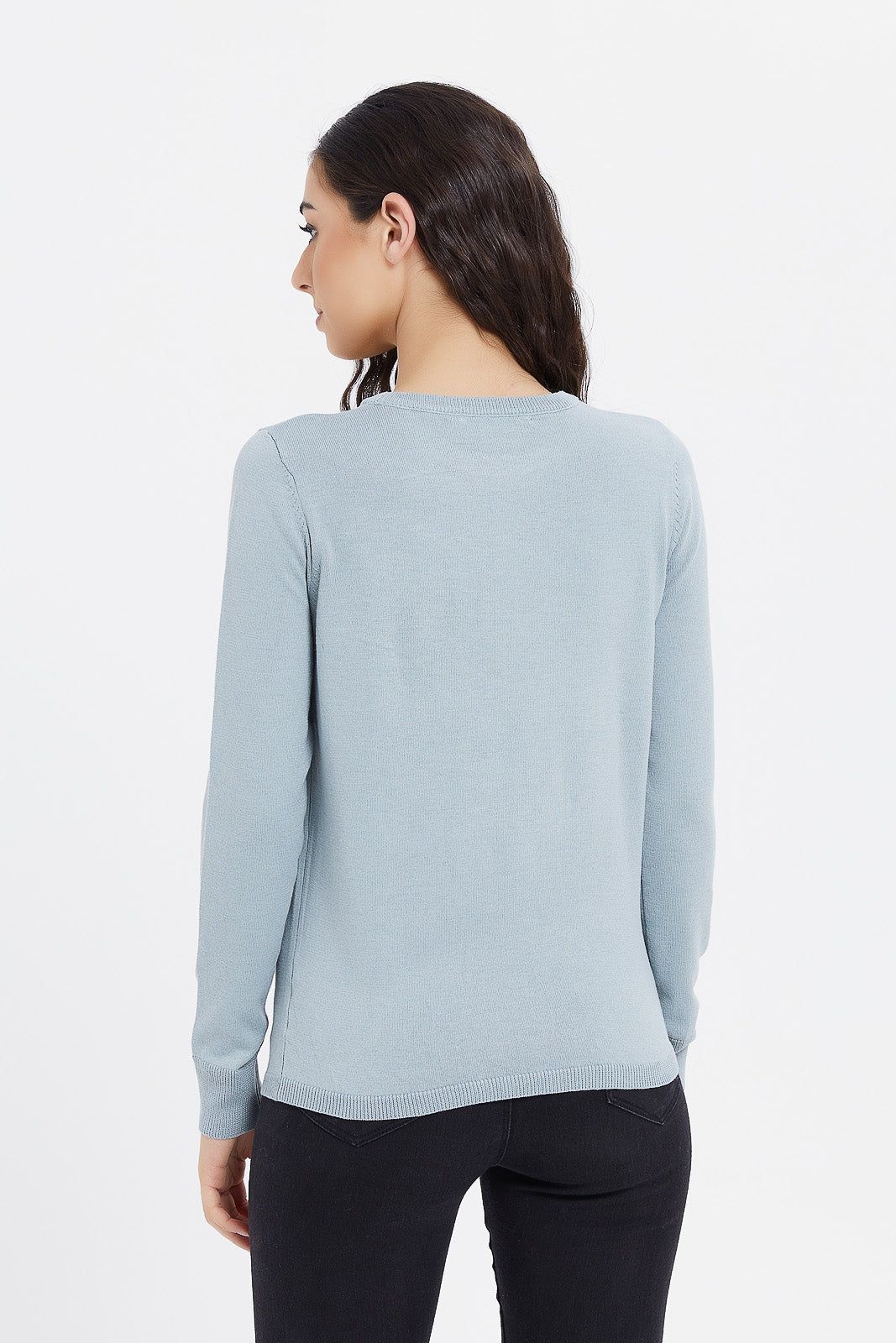 Women Blue Basic Pullover sold by Redtag product image thumbnail 3