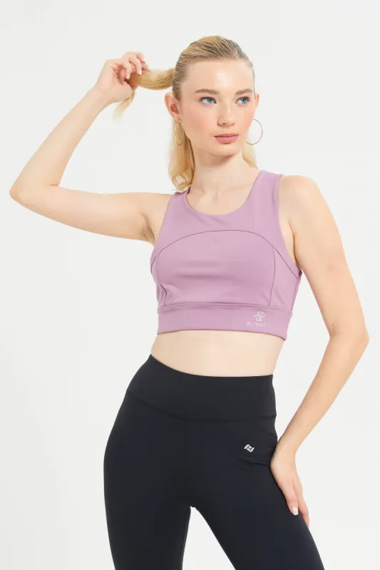 Women Mauve Performance Sports Bra sold by Redtag