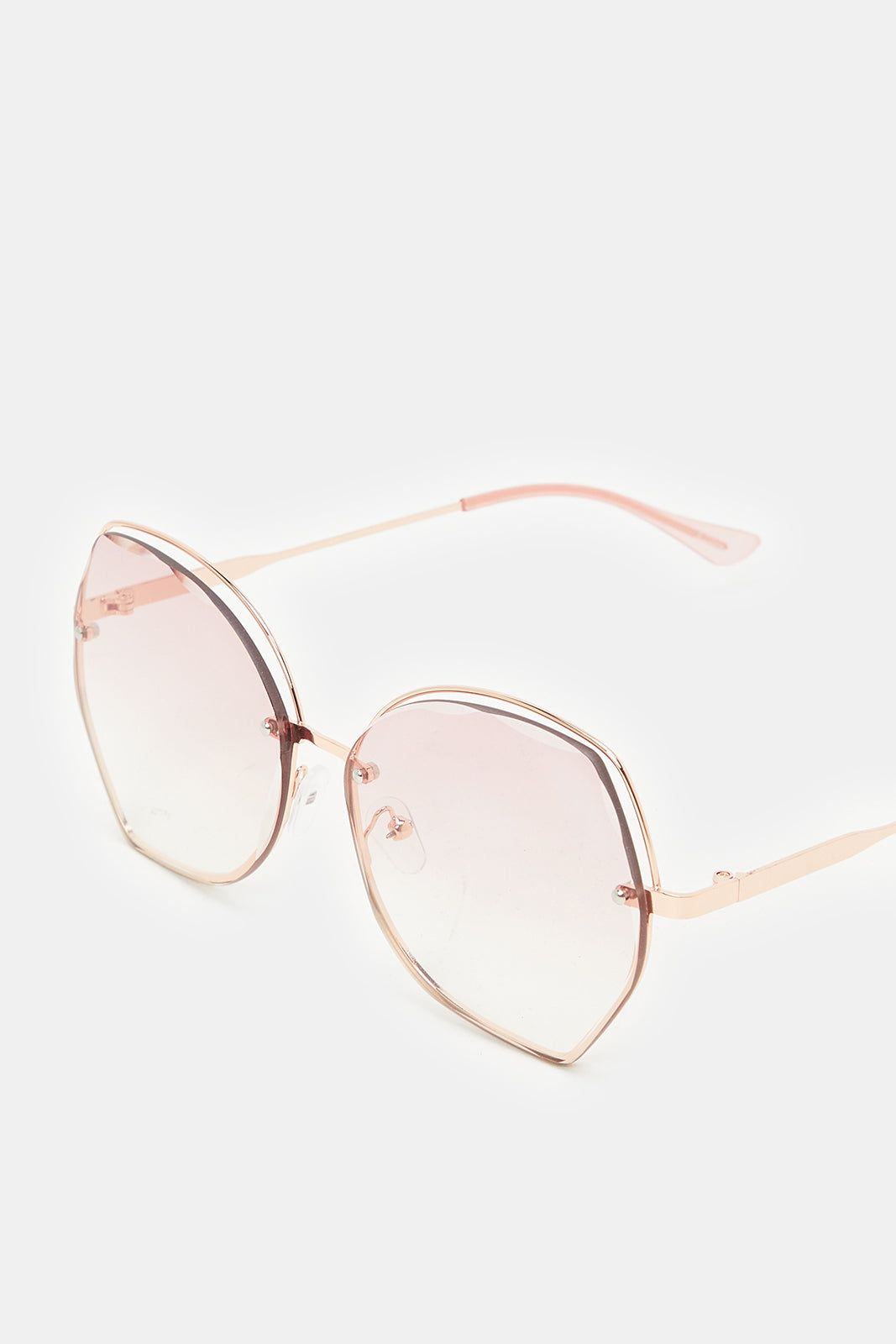 Women Gold Hexagonal Oversized Sunglasses sold by Redtag product image thumbnail 2