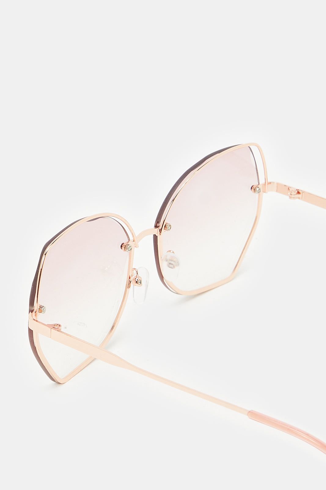 Women Gold Hexagonal Oversized Sunglasses sold by Redtag product image thumbnail 3