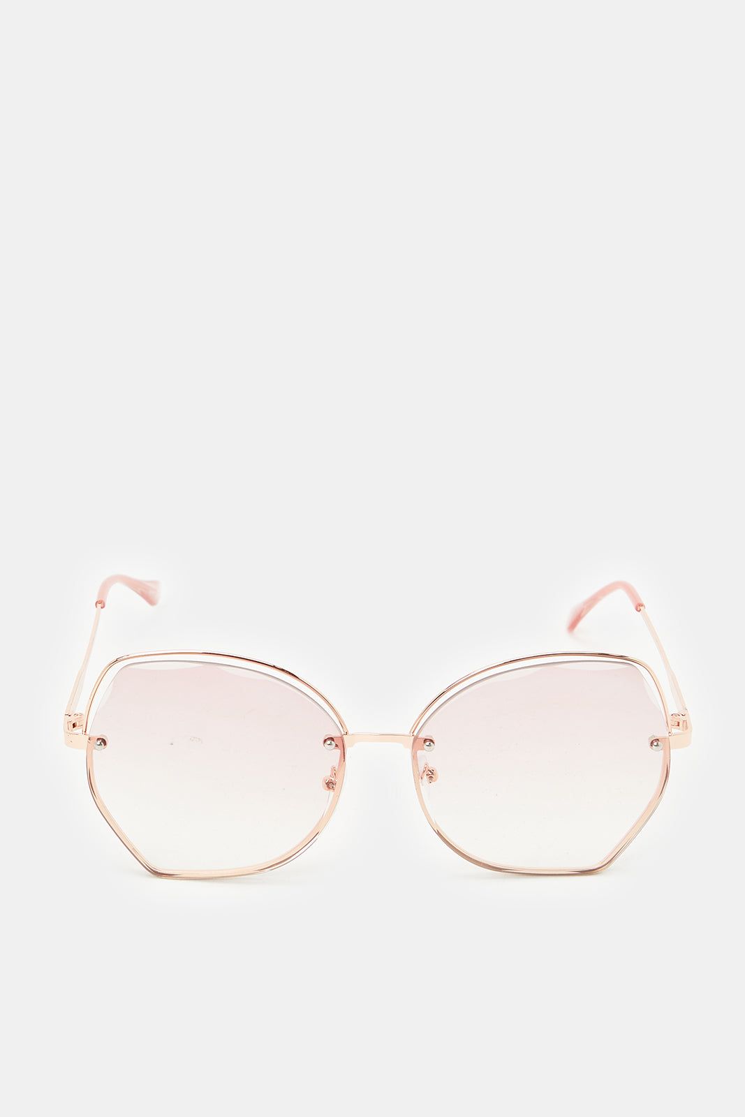 Women Gold Hexagonal Oversized Sunglasses sold by Redtag