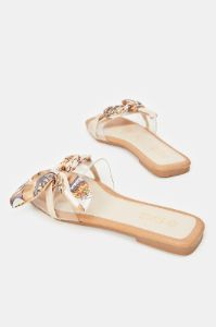 Women Beige Mule Embellished With Scarf Upper sold by Redtag