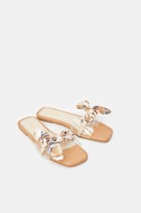 Women Beige Mule Embellished With Scarf Upper sold by Redtag